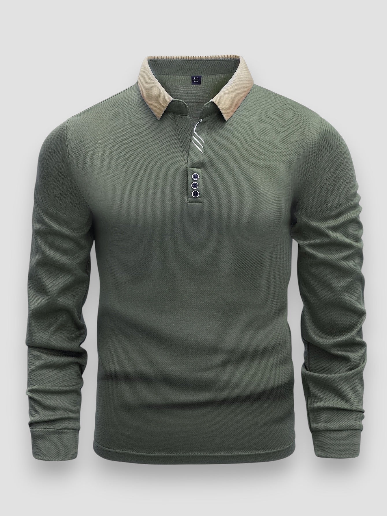 Polo manches longues pour homme à col boutonné et coupe régulière