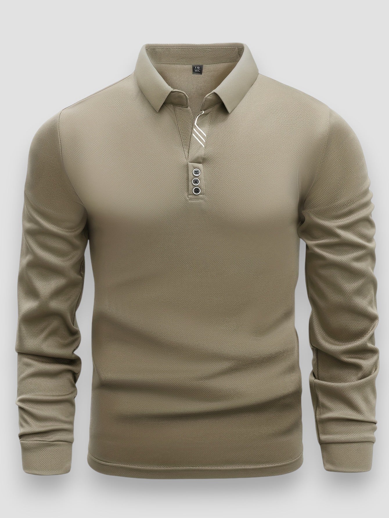 Polo manches longues pour homme à col boutonné et coupe régulière