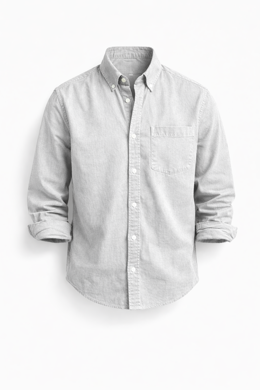 Chemise boutonnée pour homme à col classique, manches longues et poche poitrine