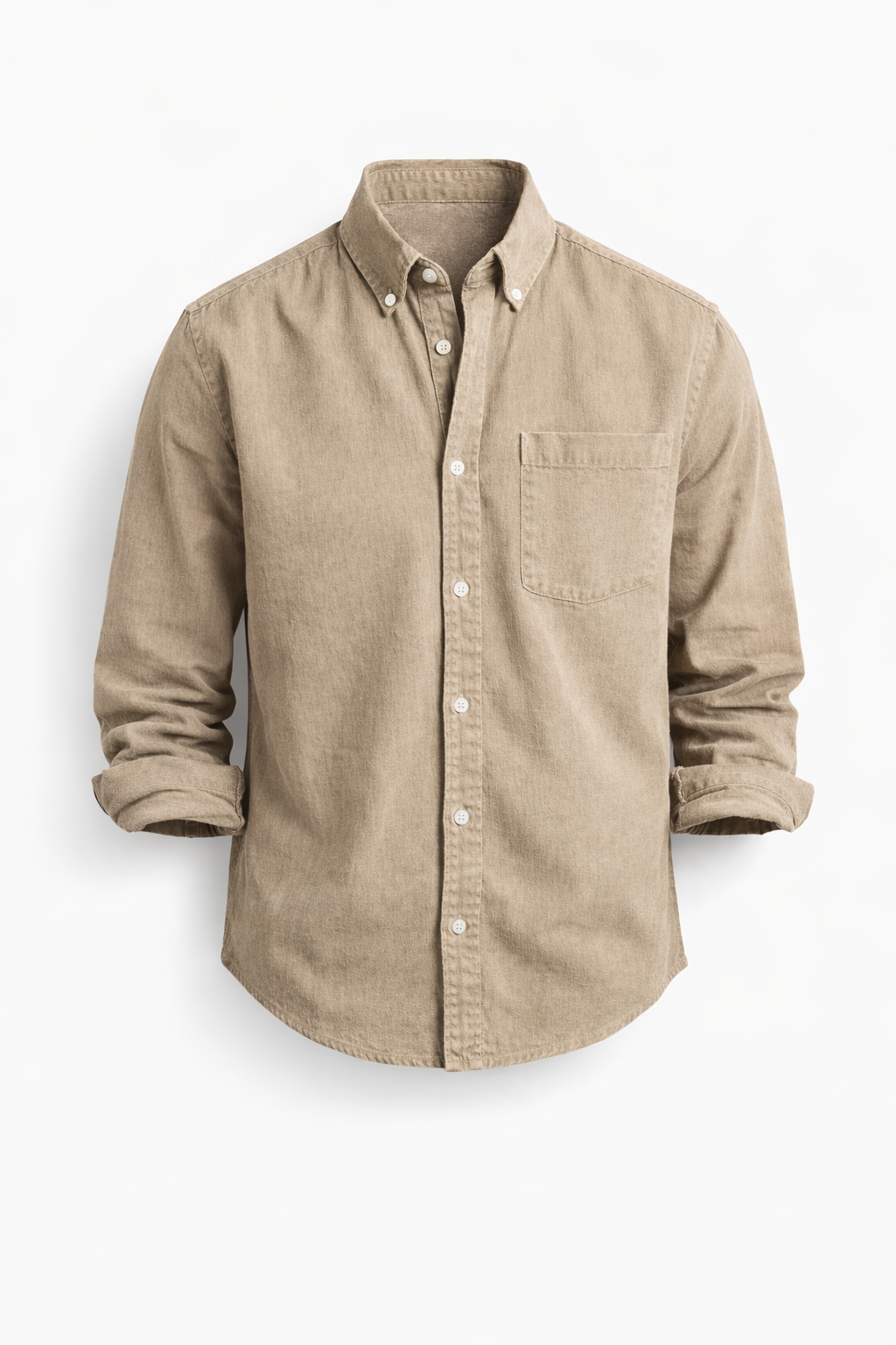 Chemise boutonnée pour homme à col classique, manches longues et poche poitrine