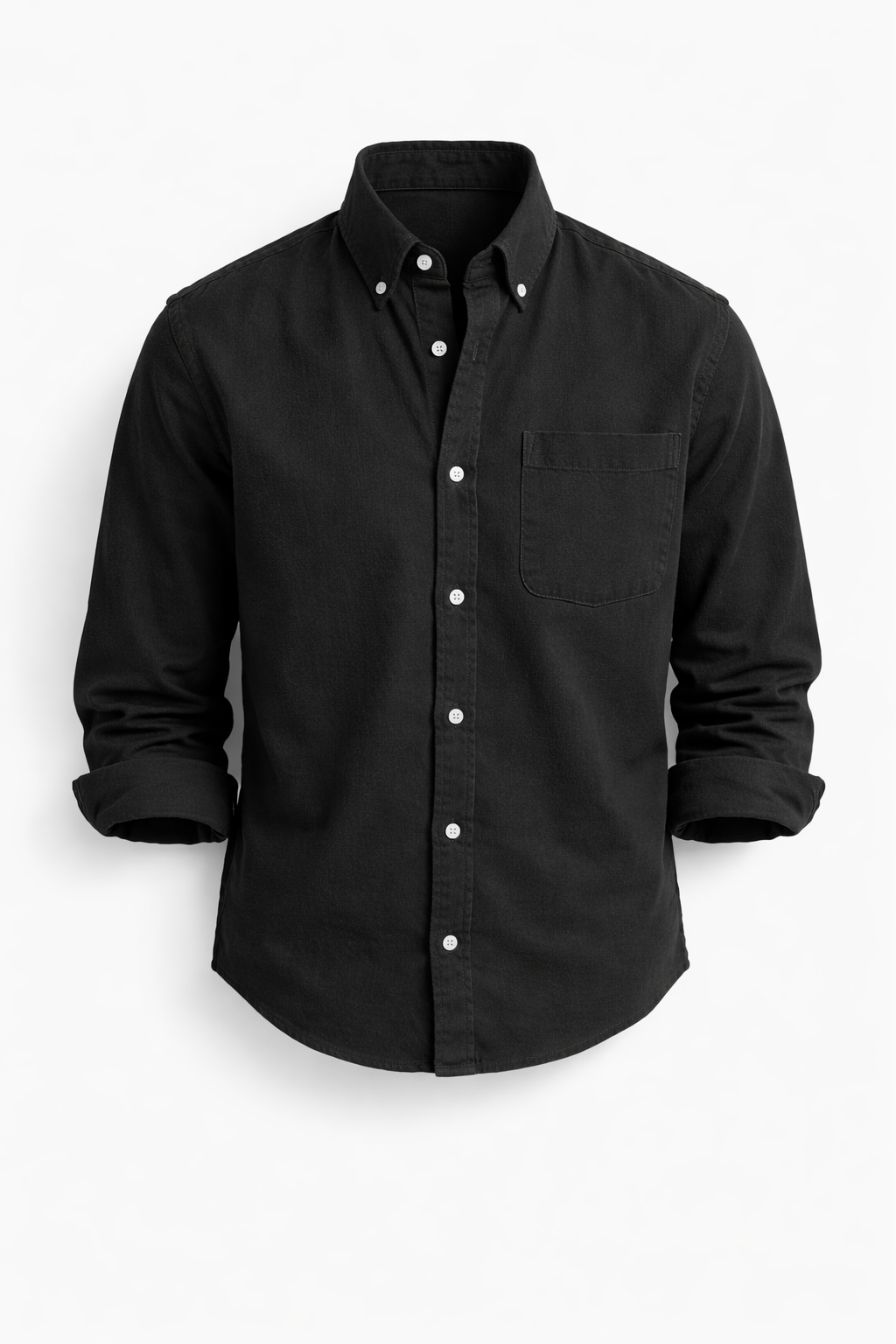 Chemise boutonnée pour homme à col classique, manches longues et poche poitrine